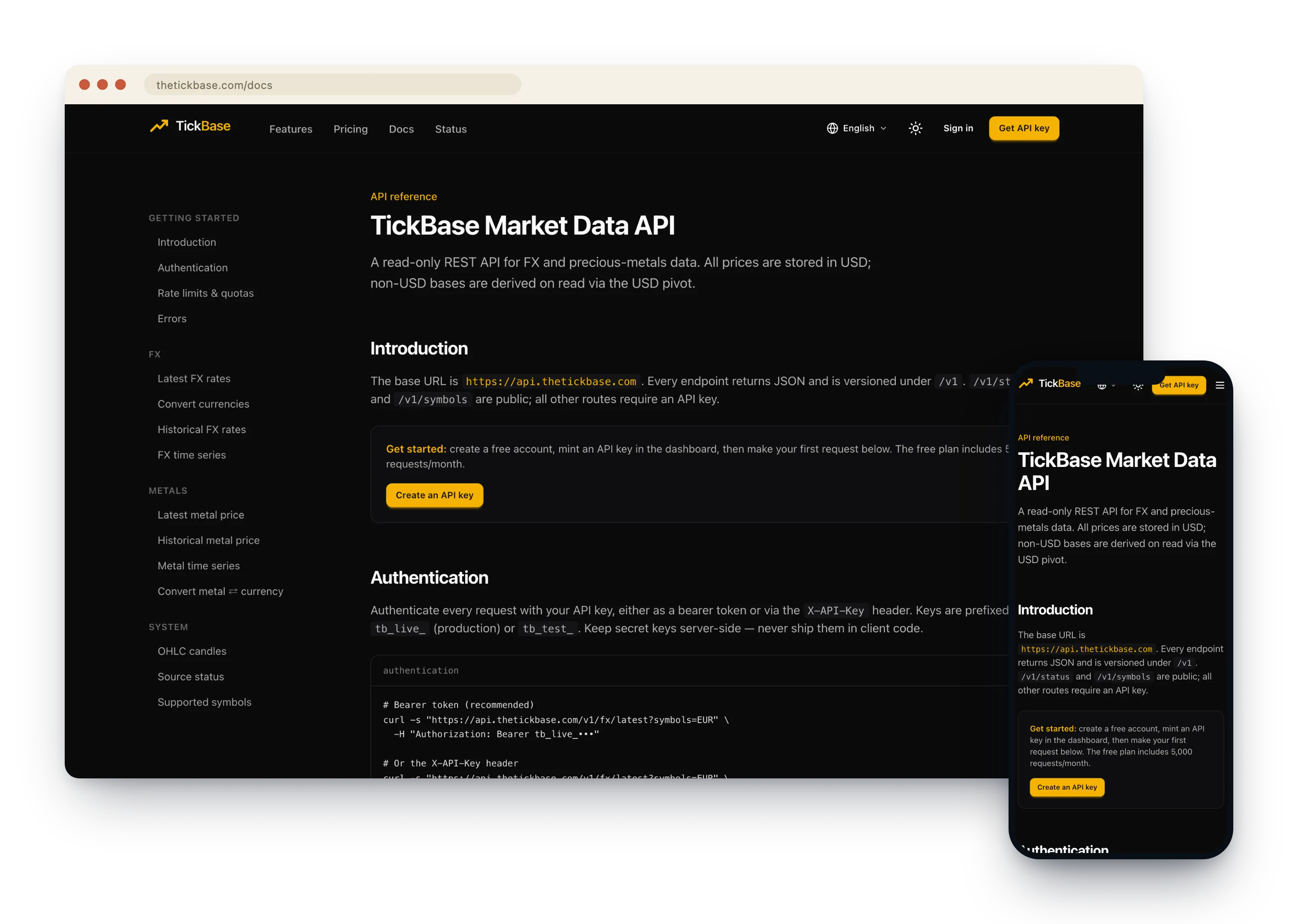 TickBase 网站展示市场数据 API 文档